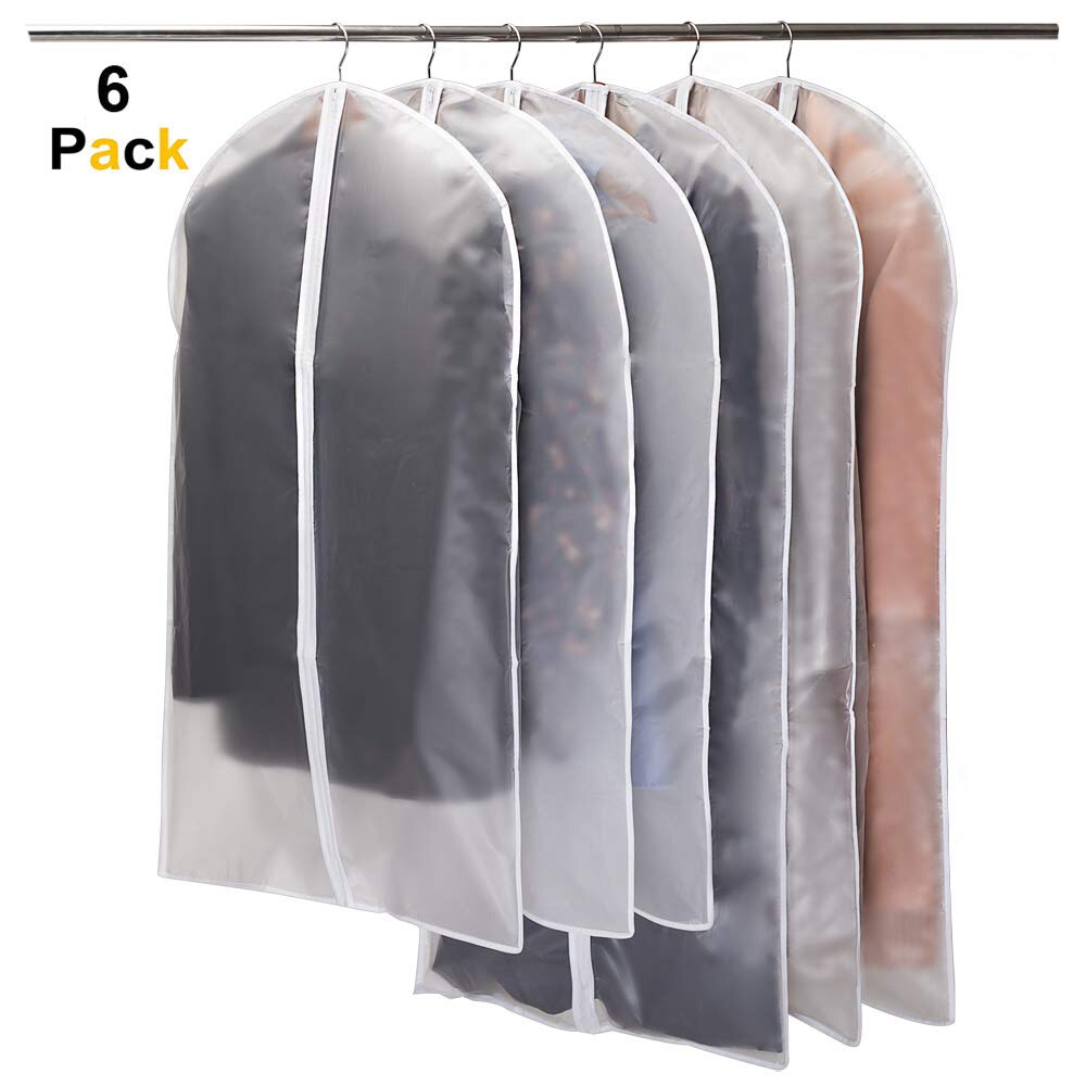 6pcs/set Transparent Clothing Covers Garment Suit Dress Jacket Clothes Coat Dustproof Cover Protector Travel Bag Dust Cover