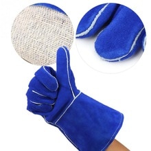 1 Pair Blue Extended Welding Gloves Heat Resistant for BakingCookingBBQ