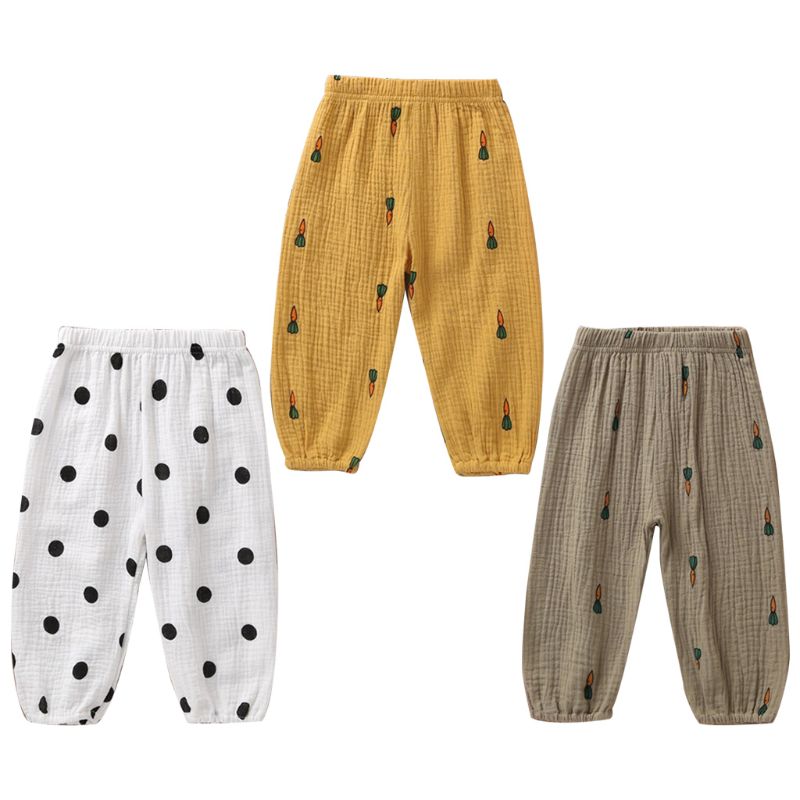 Kids Pants Cartoon Girls Pants For Boy Cotton Silk Breathable Anti-mosquito Harem Casual Long Pants Children Trousers Bloomer