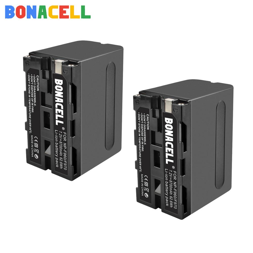 Bonacell NP-F960 Camera Battery - 7.2V 8700mAh Li-ion Rechargeable for Sony Cameras: 2 Batteries