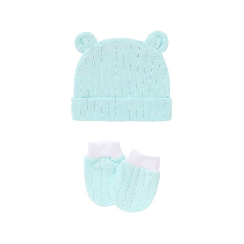 Gants en coton tricoté anti-rayures pour bébé + chapeau + couvre-pieds, ensemble de mitaines, chaussettes, bonnet