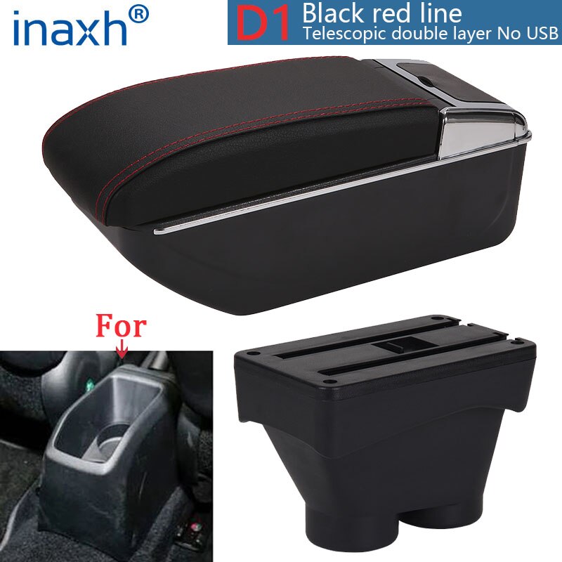 Für Peugeot 208 Armlehne Kasten Lagerung Kasten Auto Halfter Aschenbecher Innen zubehör nachrüsten teile USB: D1 Schwarz rot Nein USB