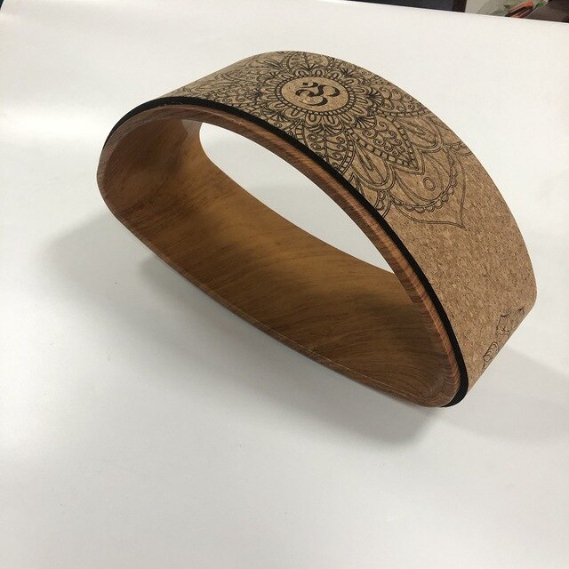 Cork Yoga Wheel - Non-Slip Pilates Back Stretcher - Lotus Mandala Design - Professional Gym Fitness Tool: A3