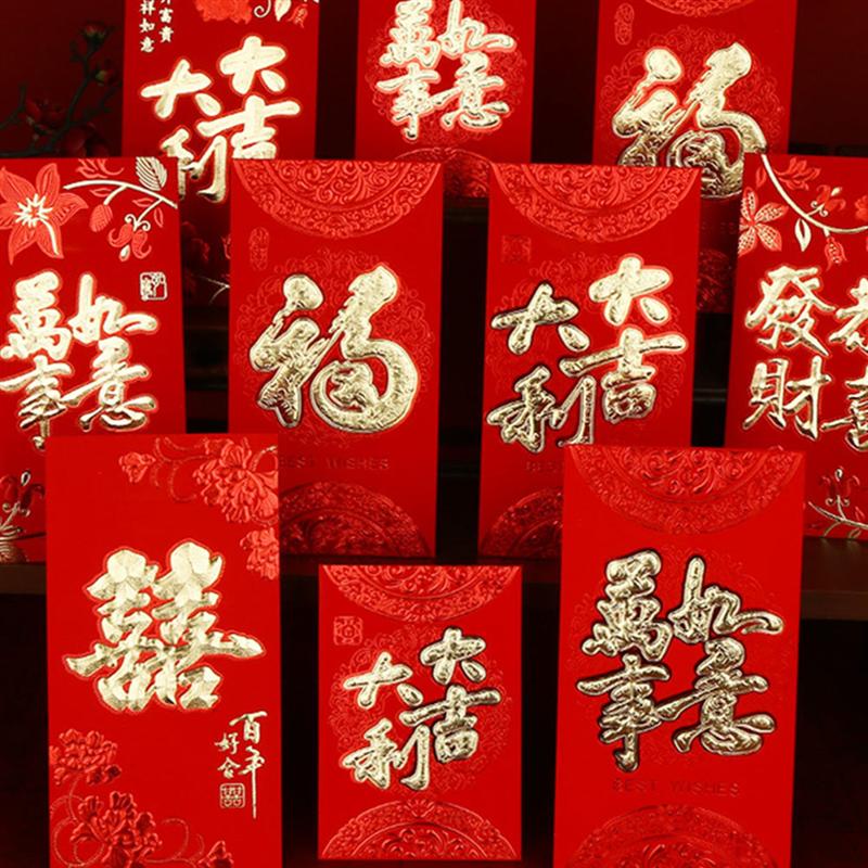 20 Stuks Rode Pakketten Papier Kunst Rode Enveloppen Rode Enveloppen Voor Familie Bruiloft Jaar