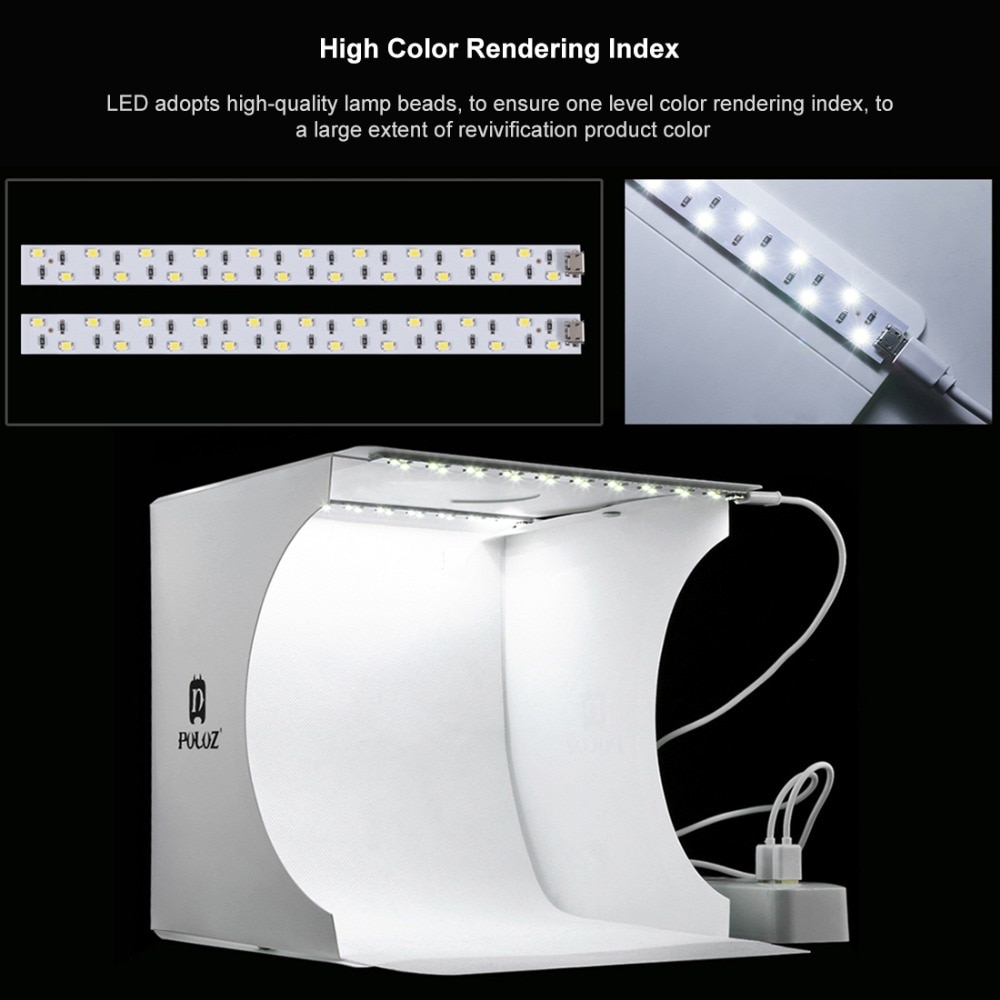 Photographie table accueil équipement deux bandes Led boîte à lumières douces Portable Photo Studio pliable tente avec 5 pièces arrière-plan