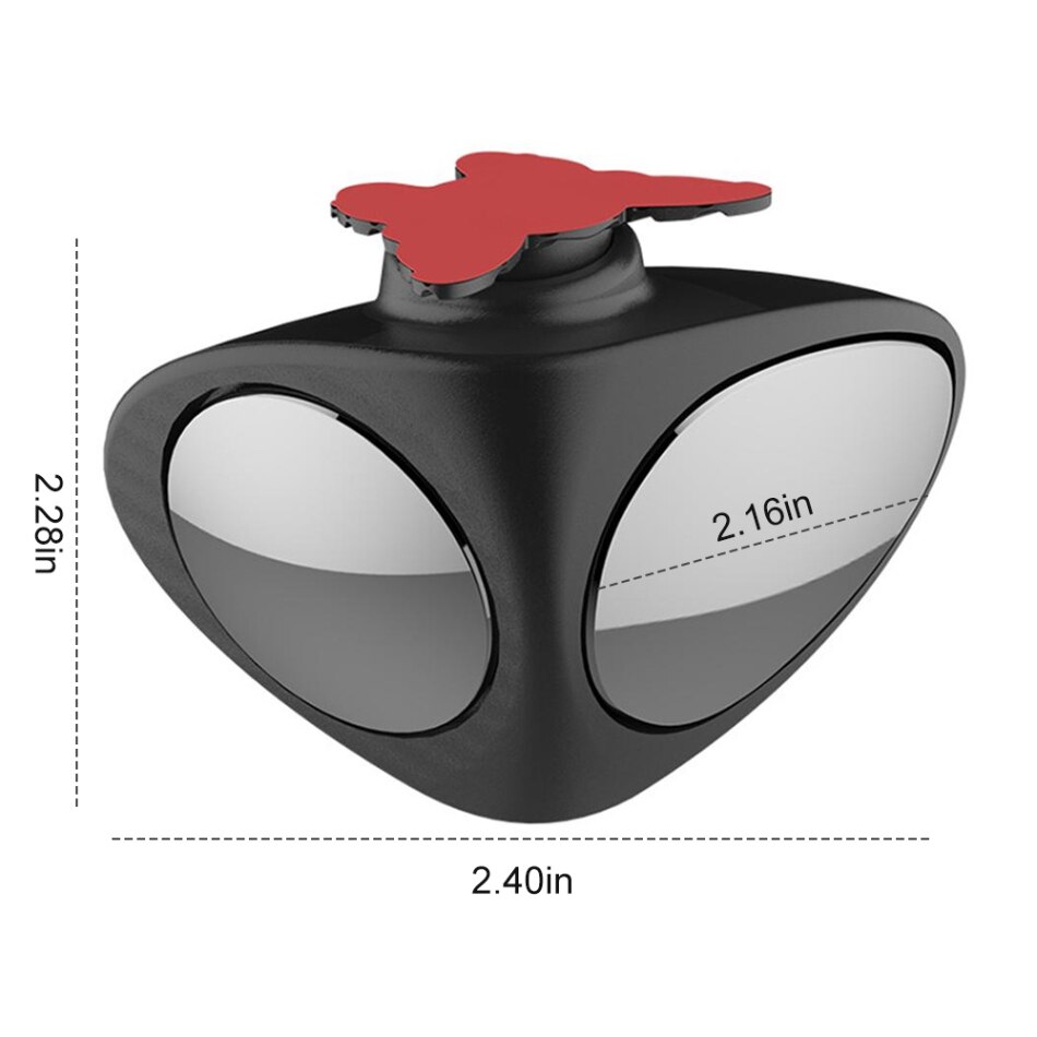 Car Rearview Blind Spot Zone Mirror Wide Angle Dual Side Glass Wing Mirror Car Rearview Mirror Accessories Auto Parts: Right black