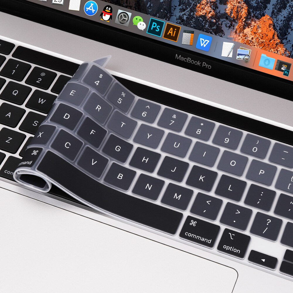 Gradiënt Kleur Keyboard Skin Cover Voor Macbook Pro 13 Inch M1 A2338 A2251 A2289 Touch Bar Ons Voer Engels zachte Siliconen: Gradient Gray
