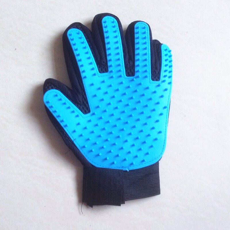 Pet Grooming Glove Bath Brush Cat Dog Comb Massage Brush Hand Shaped Cleaning Gloves Hair Dematting Remover Pet Grooming Tools: left light blue