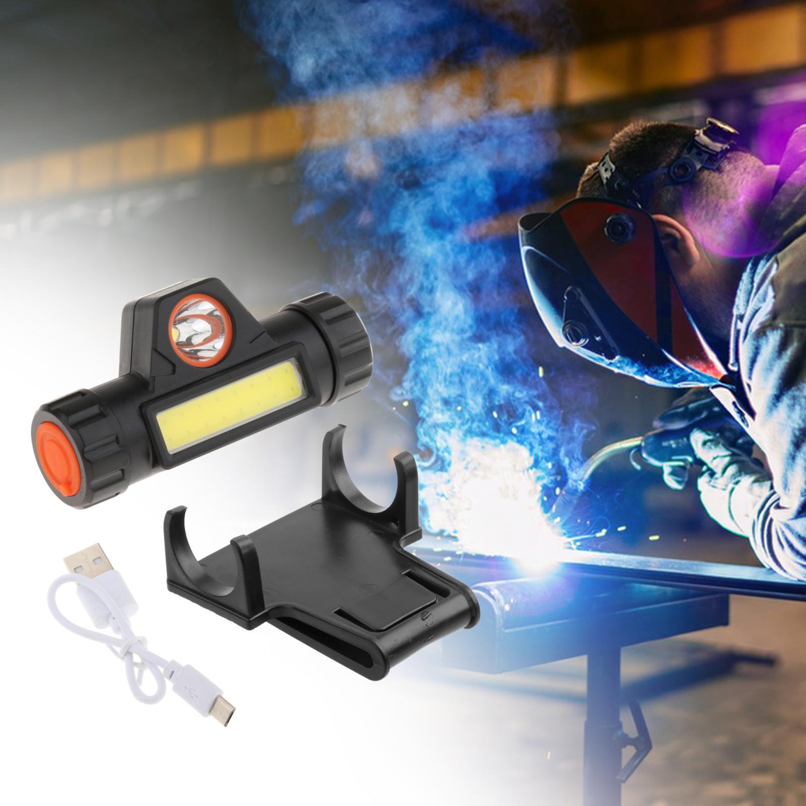 FARO para casco de soldadura con soporte de montaje, carga USB, luz fuerte, atenuación automática, vista amplia, faro multiusos
