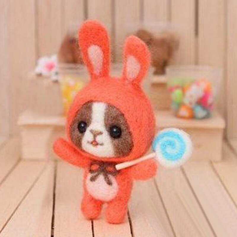 Jiwuo Toy Doll Wool Animal Wool Felt Poked Felt Craft DIY Non Finished Poked Set Handcraft Kit for Needle Material Bag Newest