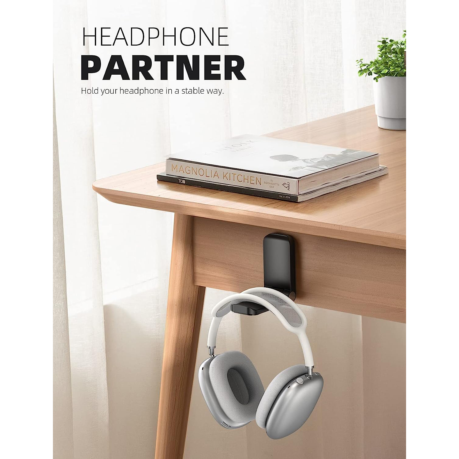 Soporte colgante pequeño para auriculares, gancho plegable, accesorios para juegos de ordenador, adecuado para dormitorio escolar, hogar y oficina, color negro