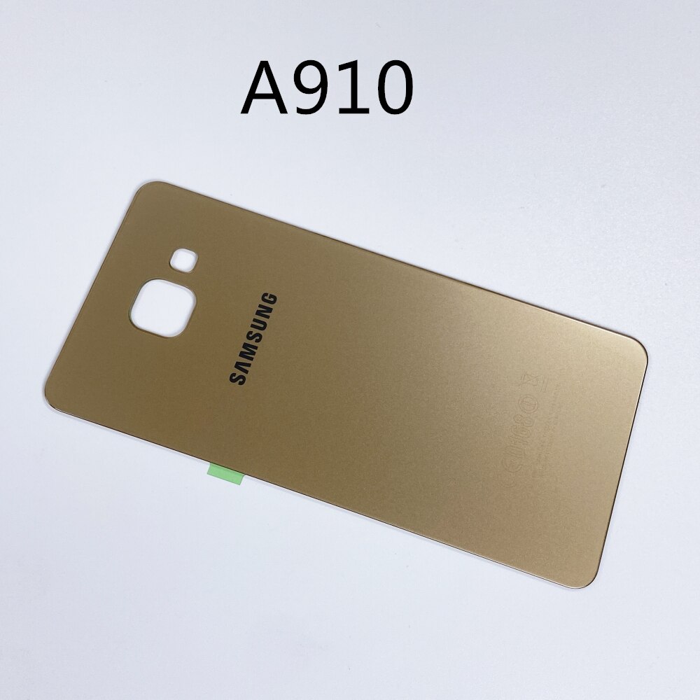Do SAMSUNG Galaxy A3 A310 A5 A510 A7 A710 A9 A910 2016 powrót pokrywa baterii obudowa drzwi tylna szklana obudowa Shell naklejki samoprzylepne: A910 Gold
