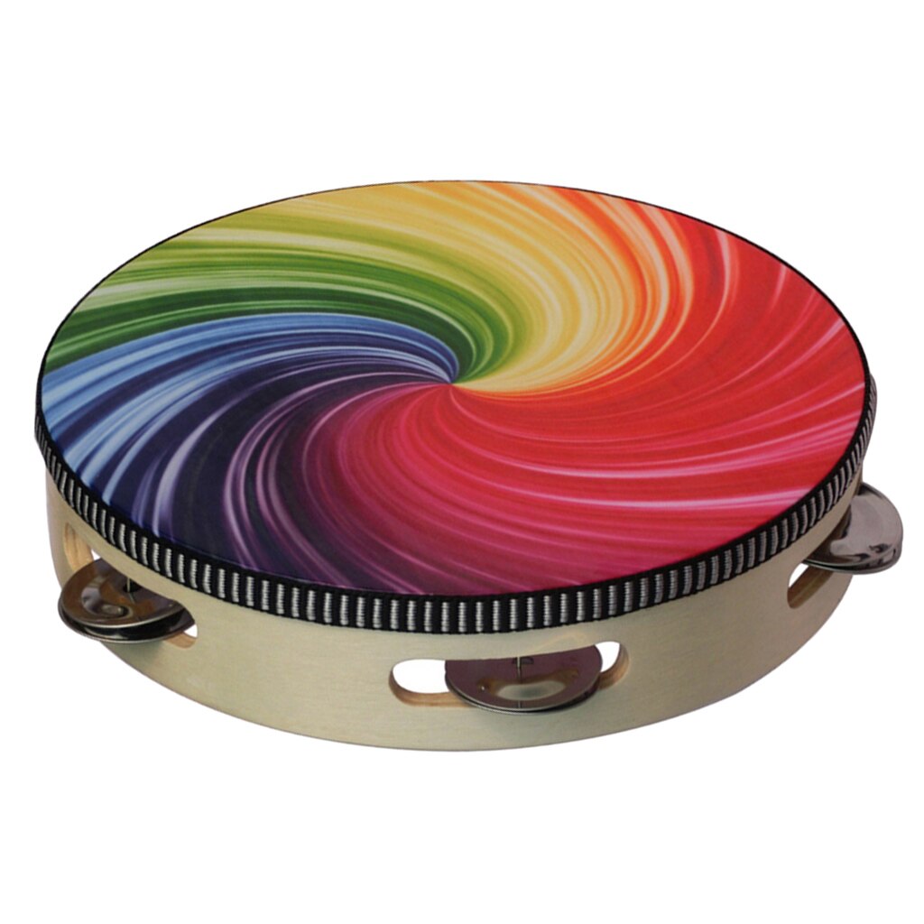 Handheld Tambourine Timbrel Hand Drum 8'' for Party KTV Band Accompaniment