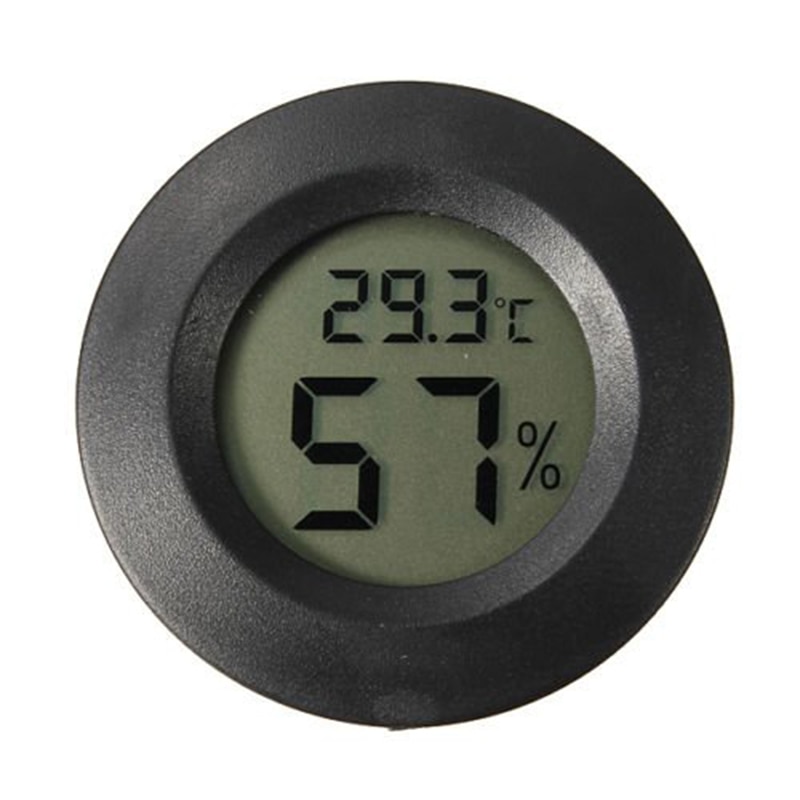 Mini Portable LCD Hygrometer Monitor Outdoor Home Temperature Travel Humidity Round Digital Thermometer People Pet Test: Black