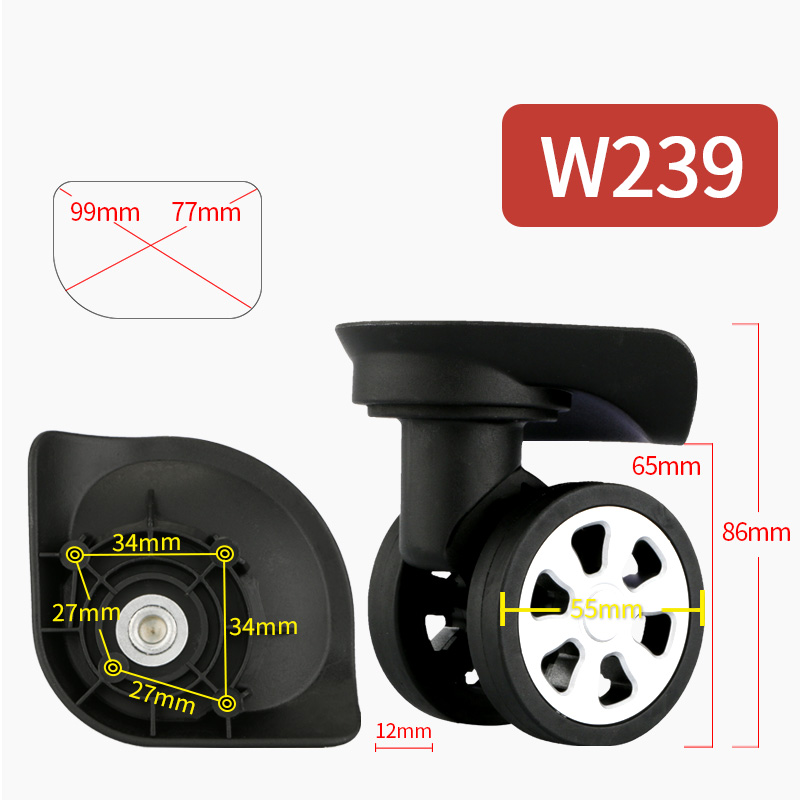 FANFU Luggage wheel accessories trolley wheels universal casters Factory direct sales repair suitcases wheel rolling casters: W239(2 Wheels)Black