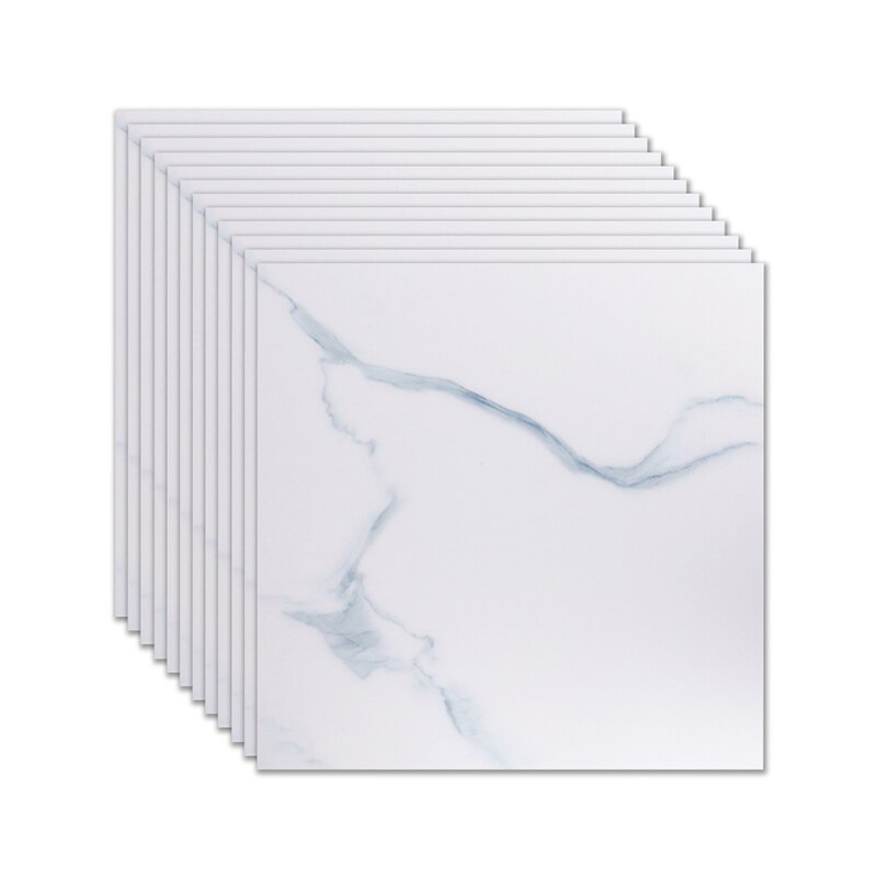 Removable Self-adhesive Marble Floor Wallpaper Decals PVC Floor Decorative Film Living Room Kitchen Backsplash Tile Wall Sticker: 12 PCS