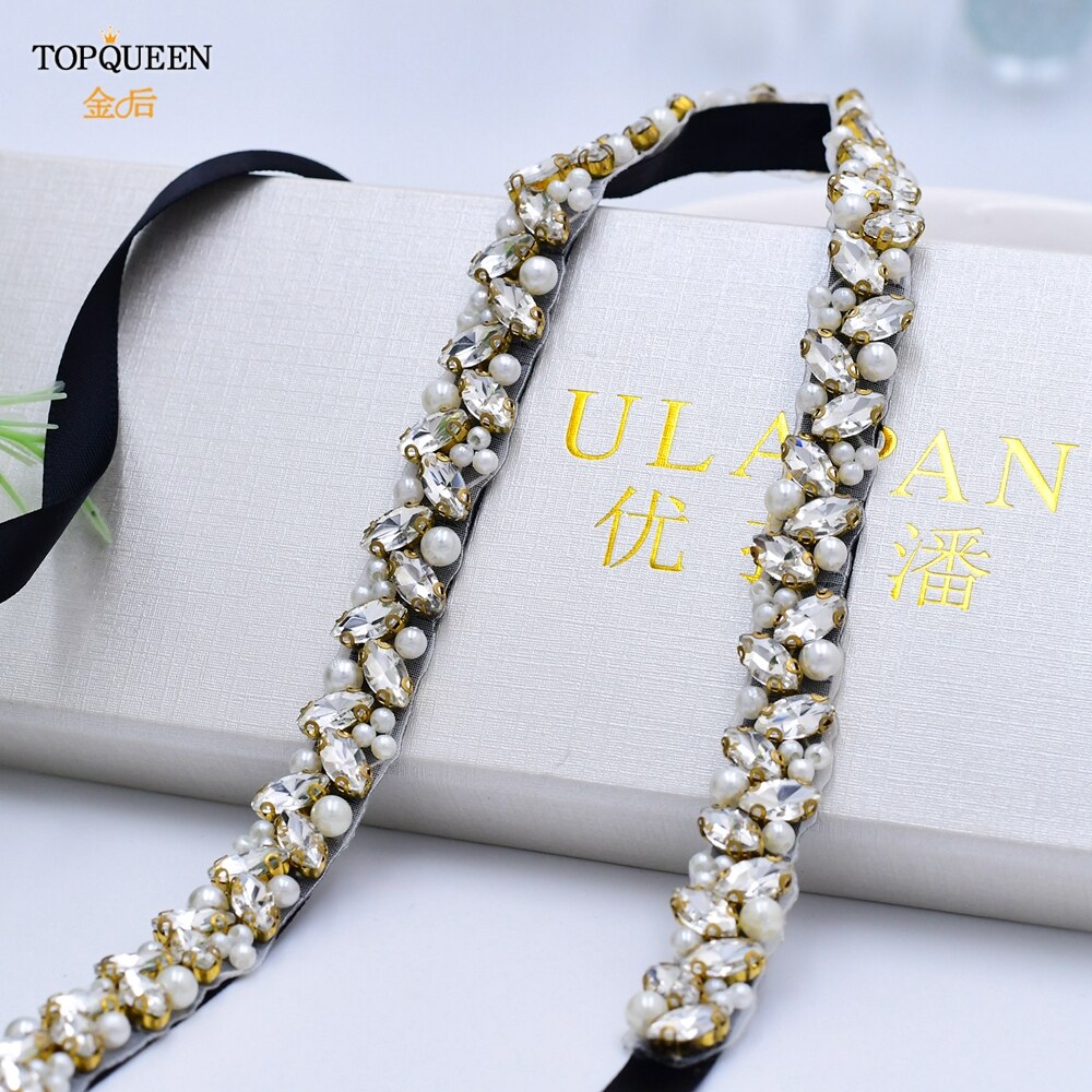 Topqueen S383-G Trouwjurk Riem Goud Strass Riem Bruids Riem Dunne Riemen Party Riem Vrouwen Riemen Luxe Riem Sieraden