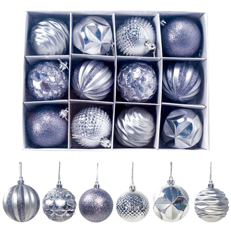 12 stuks glanzende kerstballen kleine onbreekbare kerstboomversiering: S
