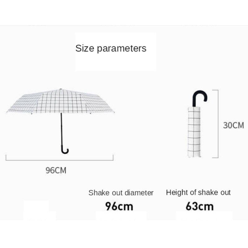 Black&amp;white Dot Umbrella Rain Women Uv Hook U-shape Curved Handle Umbrella For Women Windproof Umbrellas