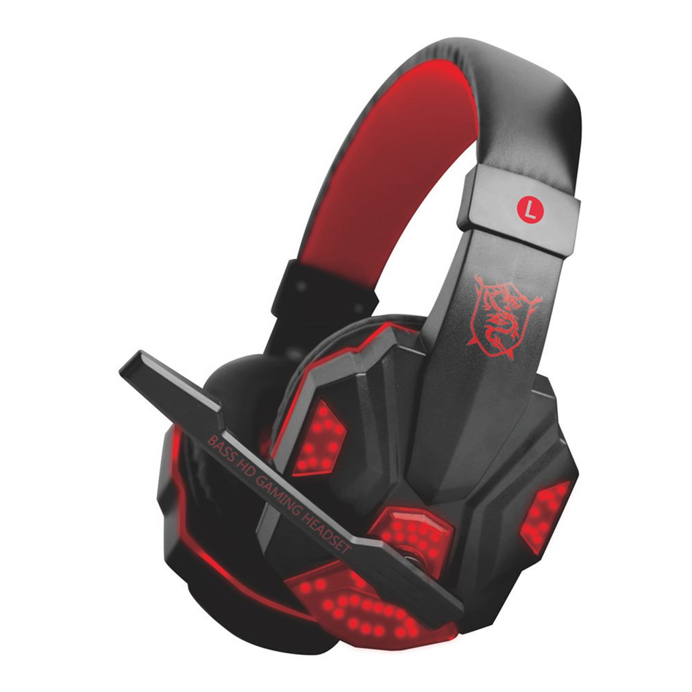 Soft Cushion Gaming Headset Surround Stereo Gaming Headset Headband Headphone USB 3.5mm LED With Mic For PC