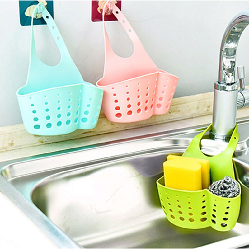 Kitchen Sink Hanging Drain Bag Basket PVC Sink Hanging Sponge Holder Storage Pouch Storage Basket 1Pcs