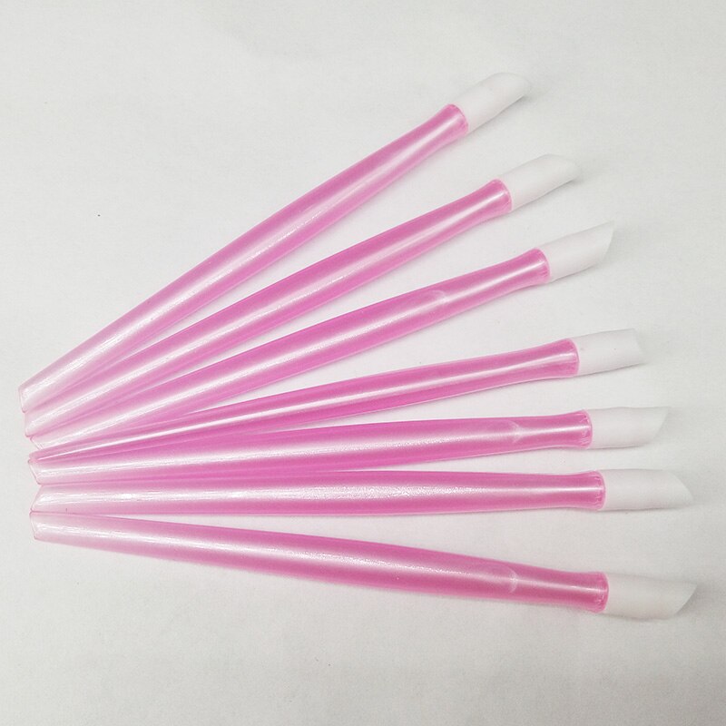 10 Stks/partij 10 Mm Soft Nail Cuticle Pusher Plastic Rubber Roze Beschikbaar Nail Gereedschap