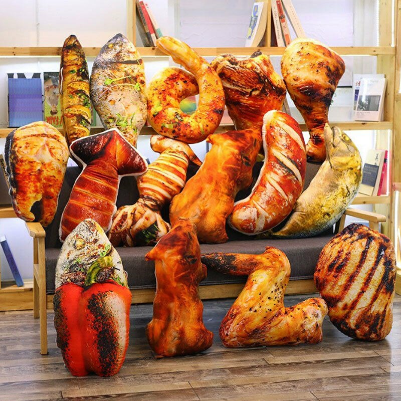 Funny Chic Food Shaped barbecue Novelty Cushion Bedroom Dorm Room Family Room Decorative Pillow