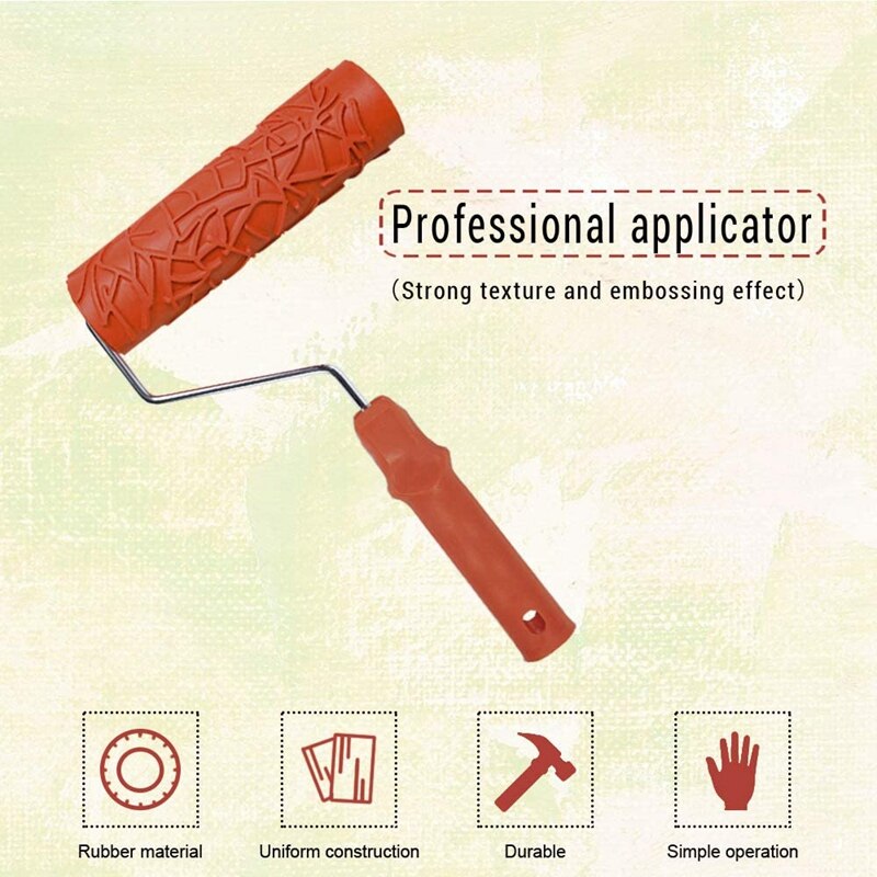 2 Stuks 7Inch Hout Patroon Roller 4Inch Graining Schilderen Tool Met Handvat Reliëf Crack Art Rubber Textuur Roller
