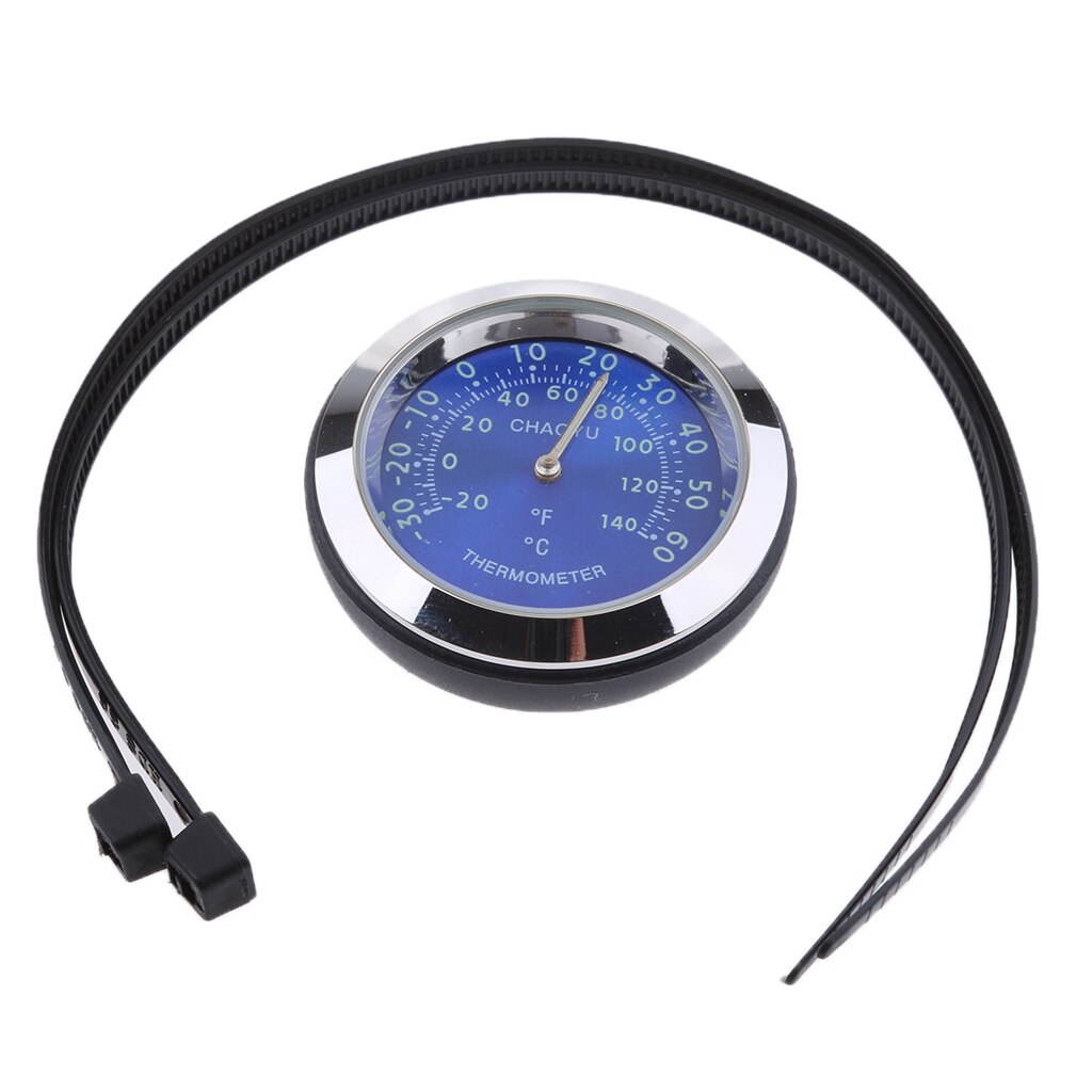 Universal Motorcycle Bike Dial Handlebar Clock/Thermometer/Hygrometer: Thermometer - Blue