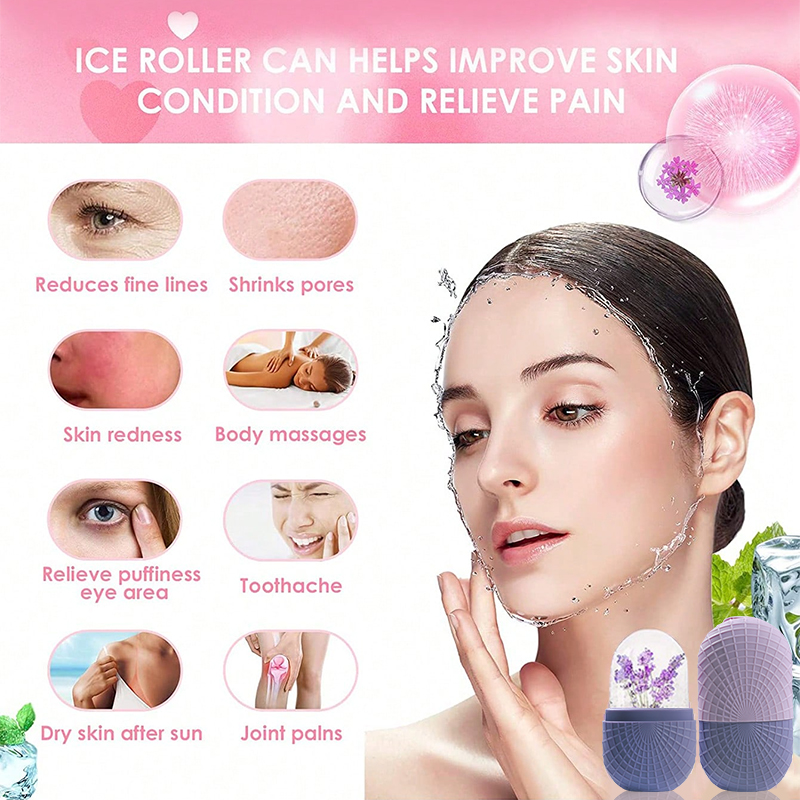Rouleau de glace pour le visage et les yeux, rouleau de glace pour la beauté du visage, Massage sur glace du visage en Silicone, outil de soins de la peau réutilisable et étanche