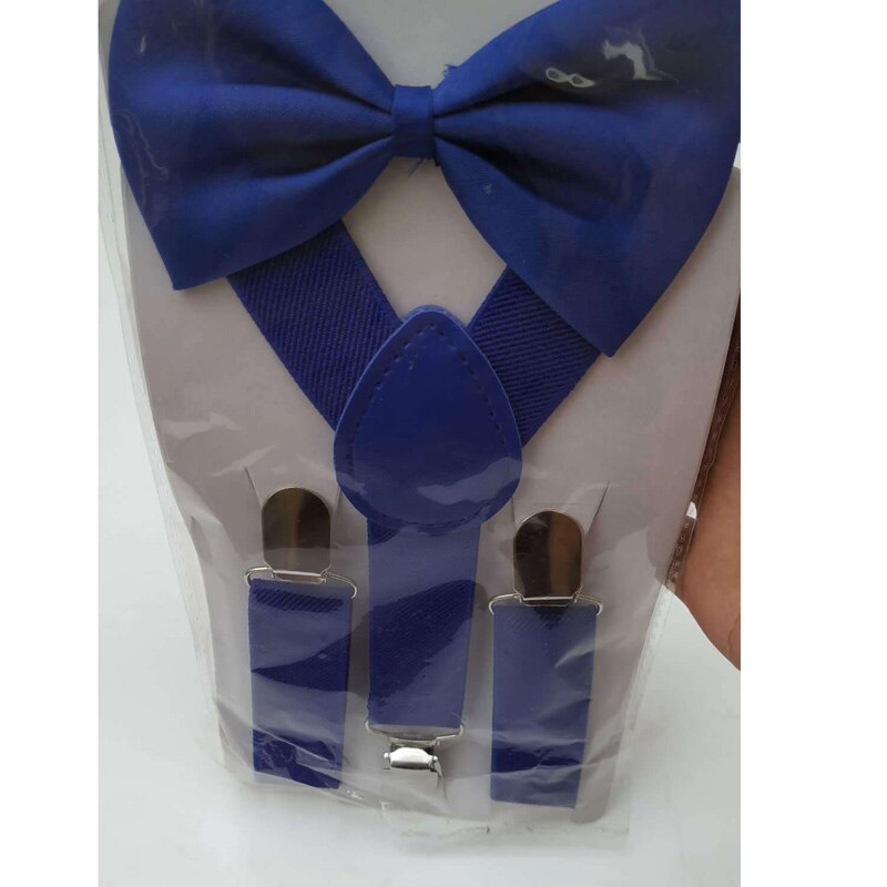 2 stks/set Jongens Bowtie Kid Jarretelle Y-Back Verstelbare Elastische Jongens Bretels Vlinderdas 1-8 Jaar bruiloft Bretels: darkblue