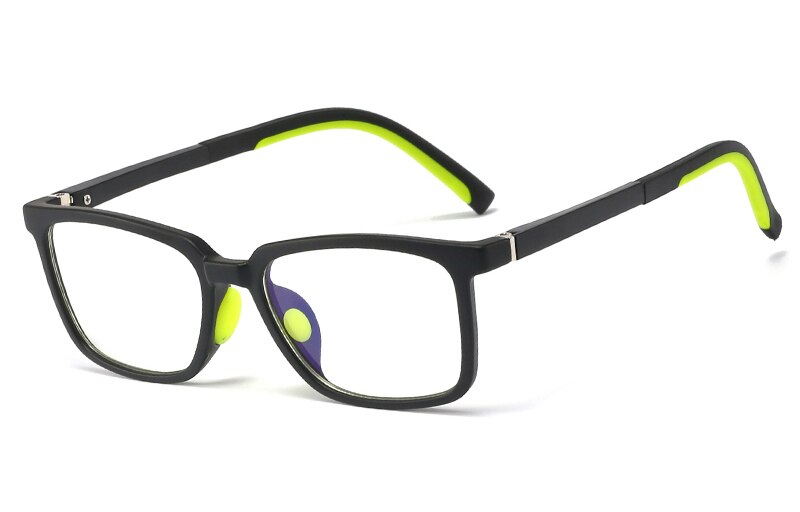 Peekaboo baby kids glasses blue light tr90 frame for computer clear lens boy square glasses frame for children girl: black green frame