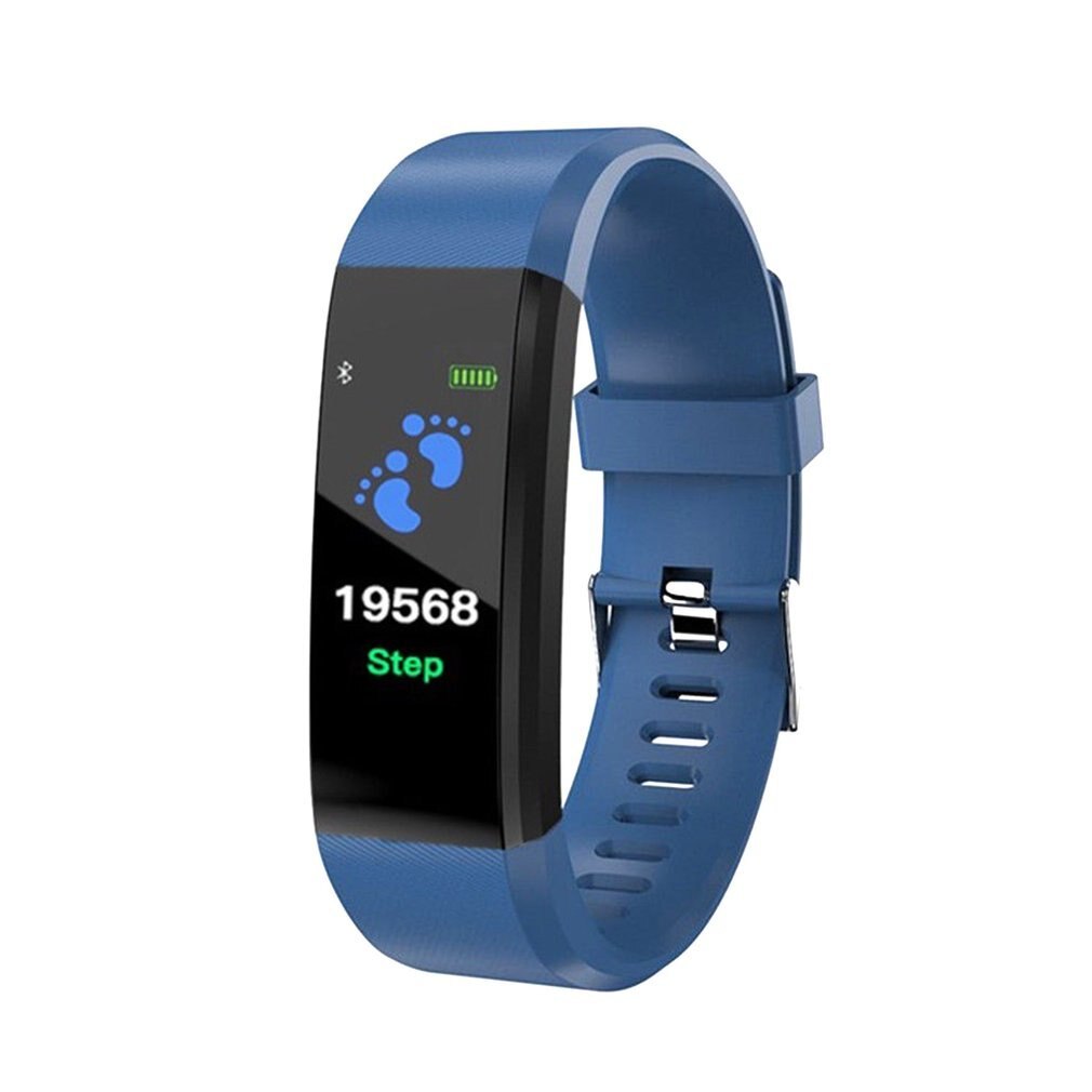 Smart Bracelet Heart Rate Monitor Blood Pressure Monitor Fitness Watches Step Counter Message Push pk fitbits mi Band 2 3: Blue