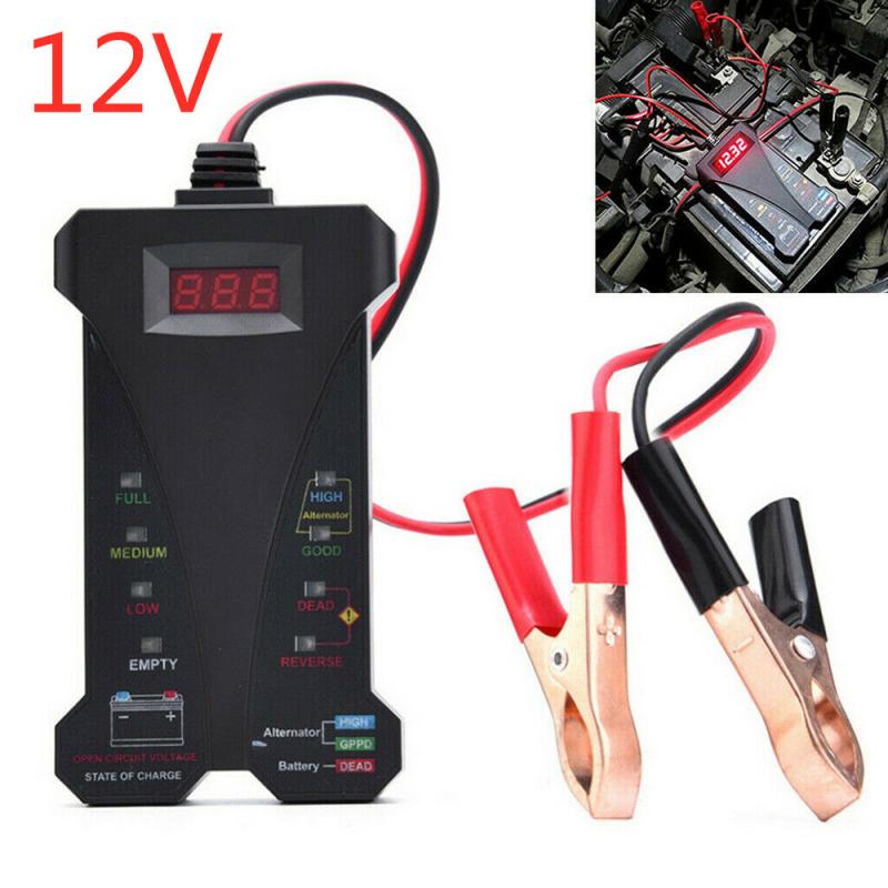 12v bilbatteri tester 8 led lys digital dynamo tester auto load digital analysator våt tørr blysyre batterilader