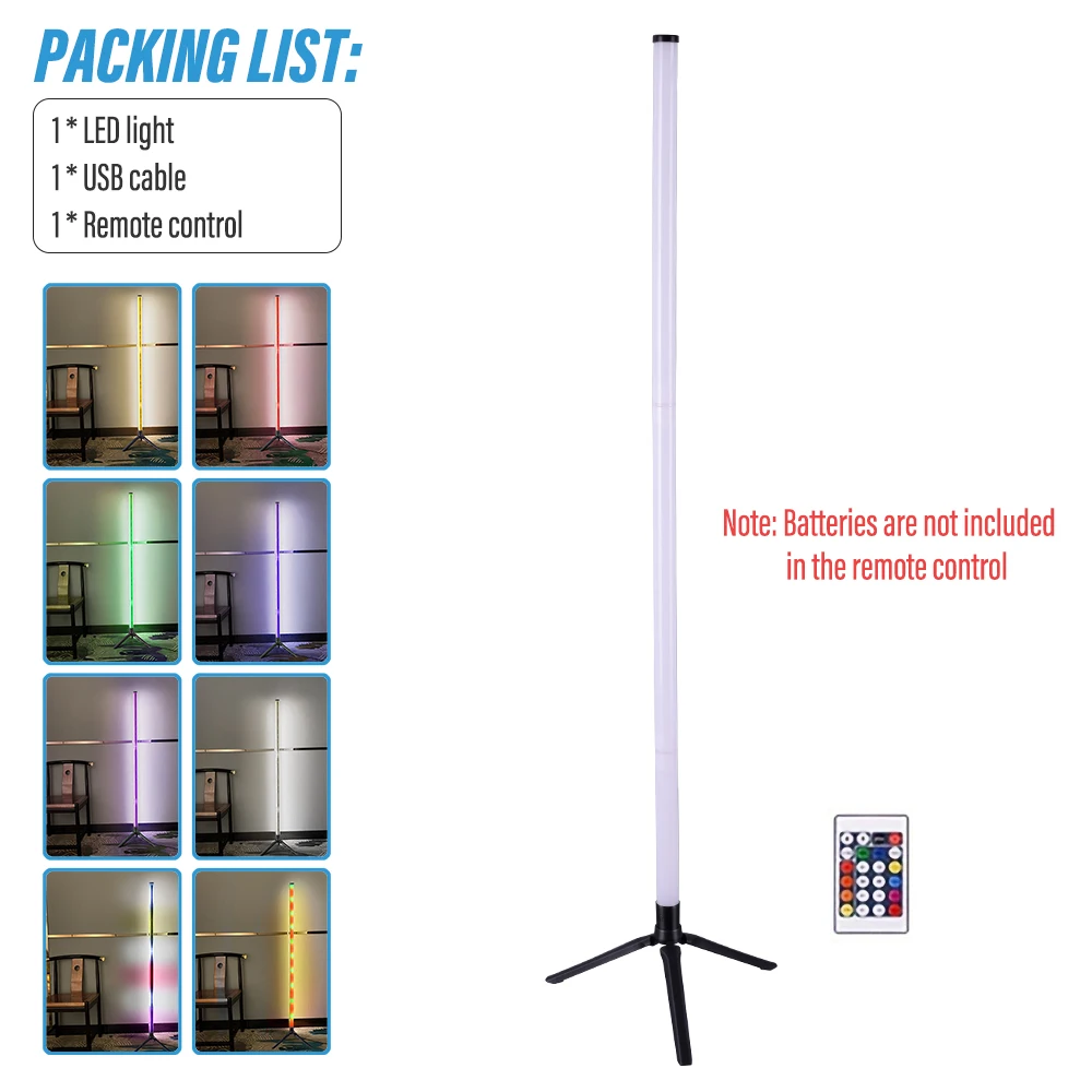 1pc rgb gulvlamper rgb hjørnegulvlampe soveværelse stemningsbelysning skandinavisk stil farveskiftende dæmpbar blød belysning mikko: Default Title