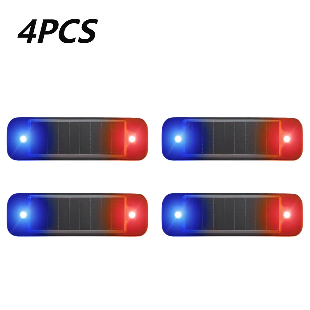 1-5 Stuks Auto Waarschuwingslampje Voor Fiets Motorfiets Scooters Solar Led Waarschuwt Licht Rood-Blauw Led Strobing Signaal Zonne-Energie Knipperlicht: Rood