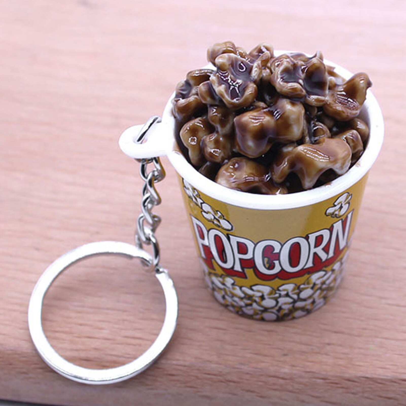 LLavero de cubo de palomitas de maíz de simulación creativa, Mini taza de tentempié colgante de llavero, , juguetes educativos para niños,