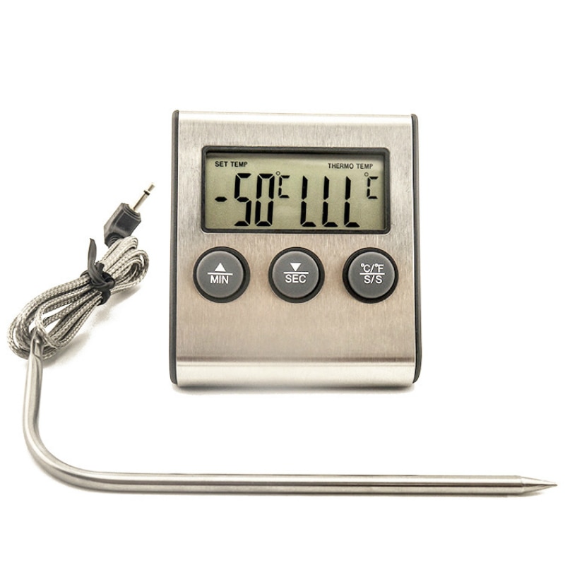 1Pcs-50 ~ 300 Graden Celsius Lcd Digitale Probe Oven Thermometer Keuken Timer Koken Bbq Klok Alarm Sensor