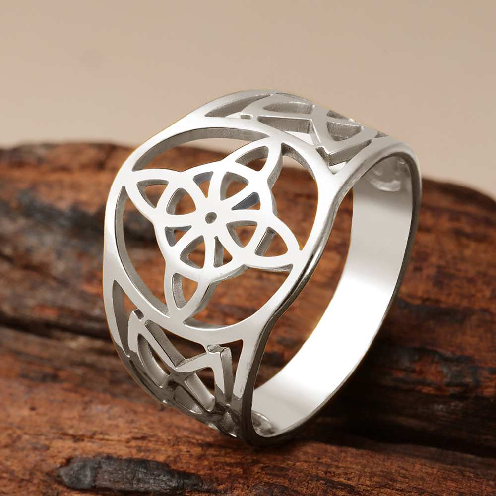 Dawapara Witch Knot Ring for Women Stainless Steel Celtis Knot Ring Witchcraft Amulet Pagan Wiccan Jewelry Valentine's Day: 7 / Fluorescent