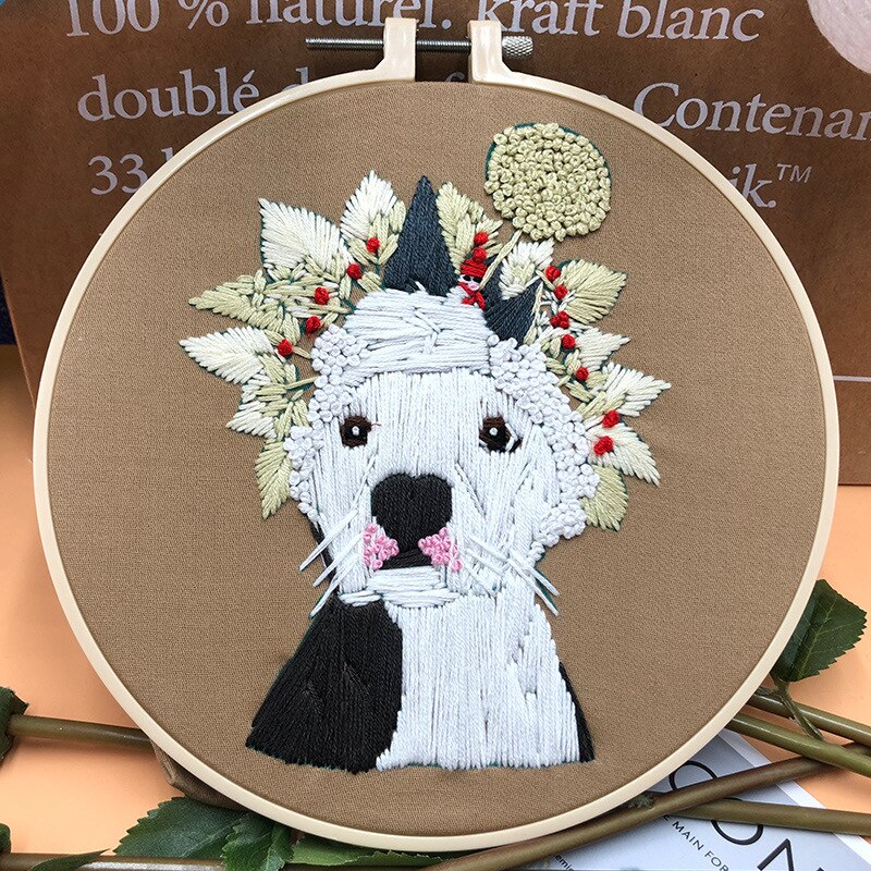 Tecknade hundar mönster diy broderi material paket korsstygssatser 3d broderverktyg nybörjare bordado dekor målningar: 4