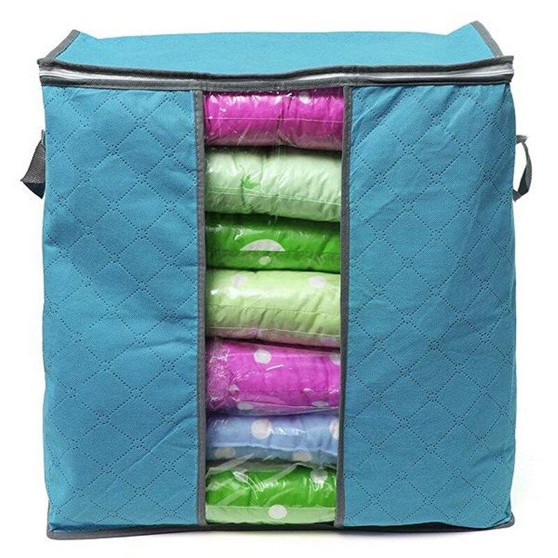 Bamboe Draagbare Kleding Opbergtas Organizer 60x40x35 cm Vouwen Closet Organizer Voor Kussen Dekbed Deken Beddengoed
