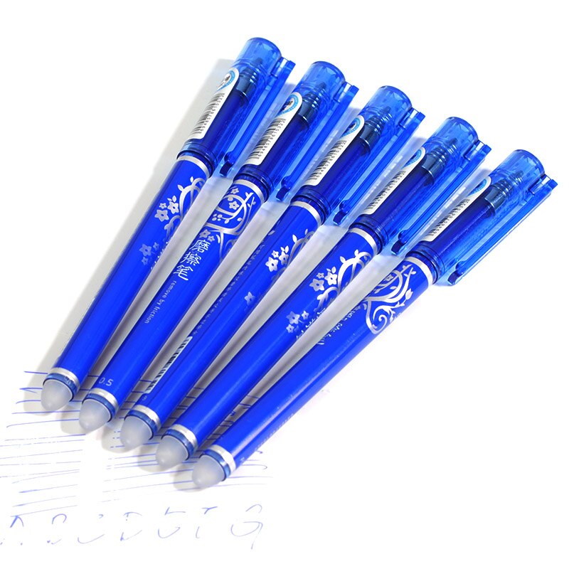 1 stk sletbar kuglepen  or 10 stk sletbar refill sæt stil vaskbar brevpapir penne skole kontor 0.5mm blå blæk gel pen