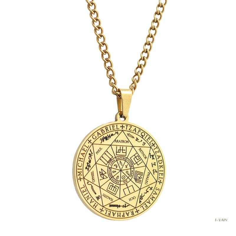 M5TC Totem- Talisman-Halsketten retro Solomon Heptagram Anhänger Amulett-Halskette: Gold