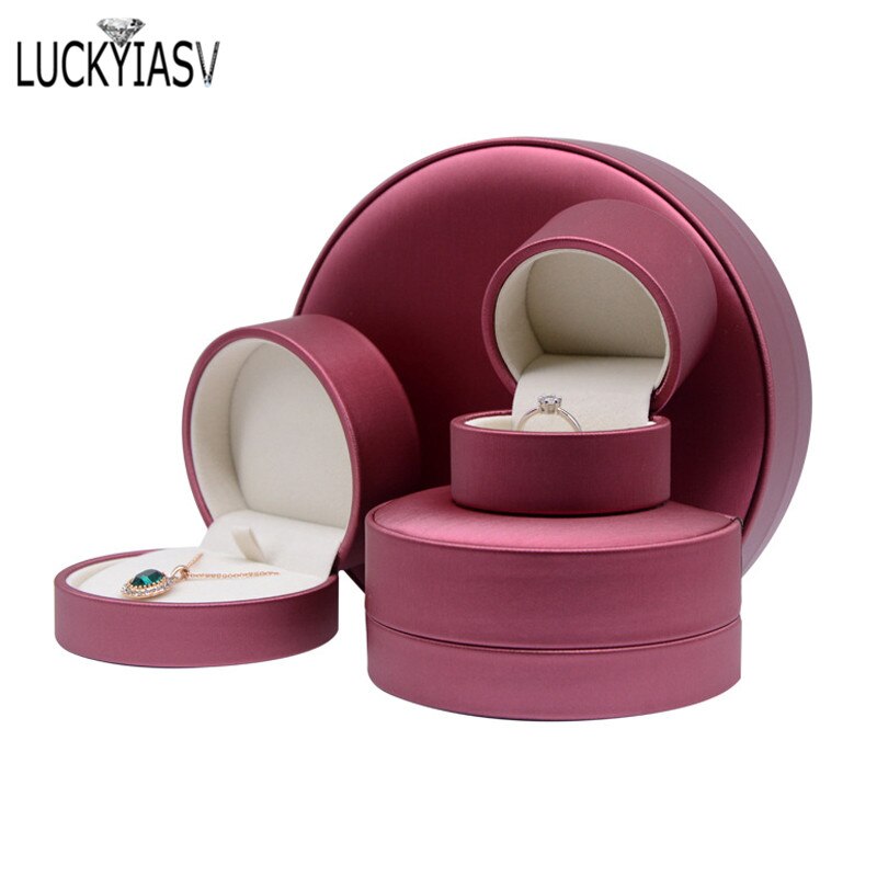 Brushed Pu Leather Bracelet Necklace Box Jewelry Box Semicircular Ring Box Pendant Box For Ring Display Jewelry Case