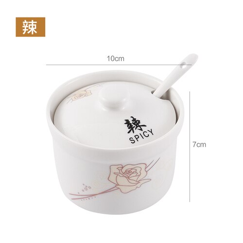 European-style White Porcelain Seasoning Jar Kitchen Utensils Sugar Salt Pepper Jar Storage Bottle Spice Box Ceramic Container: E