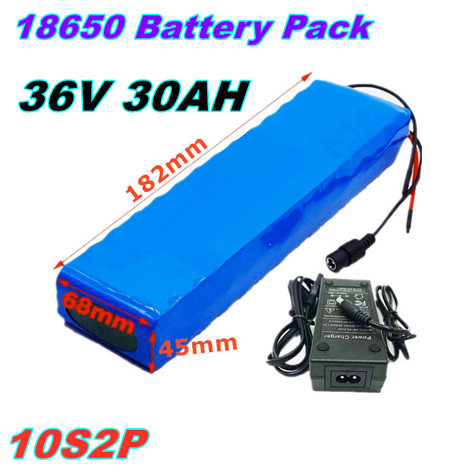 36V 30Ah 10S2P Batterie Ebike Batterie Pak 18650 Li-Ion Batterie 500W High Power Und Kapazität 42V Motorrad roller: Black