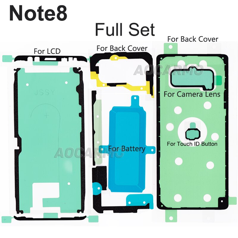 Voor Samsung Galaxy Note 8 Note8 SM-N9500 Volledige Set Plakband Lcd-scherm Back Battery Cover Frame Camera Lens Sticker lijm: Full Set