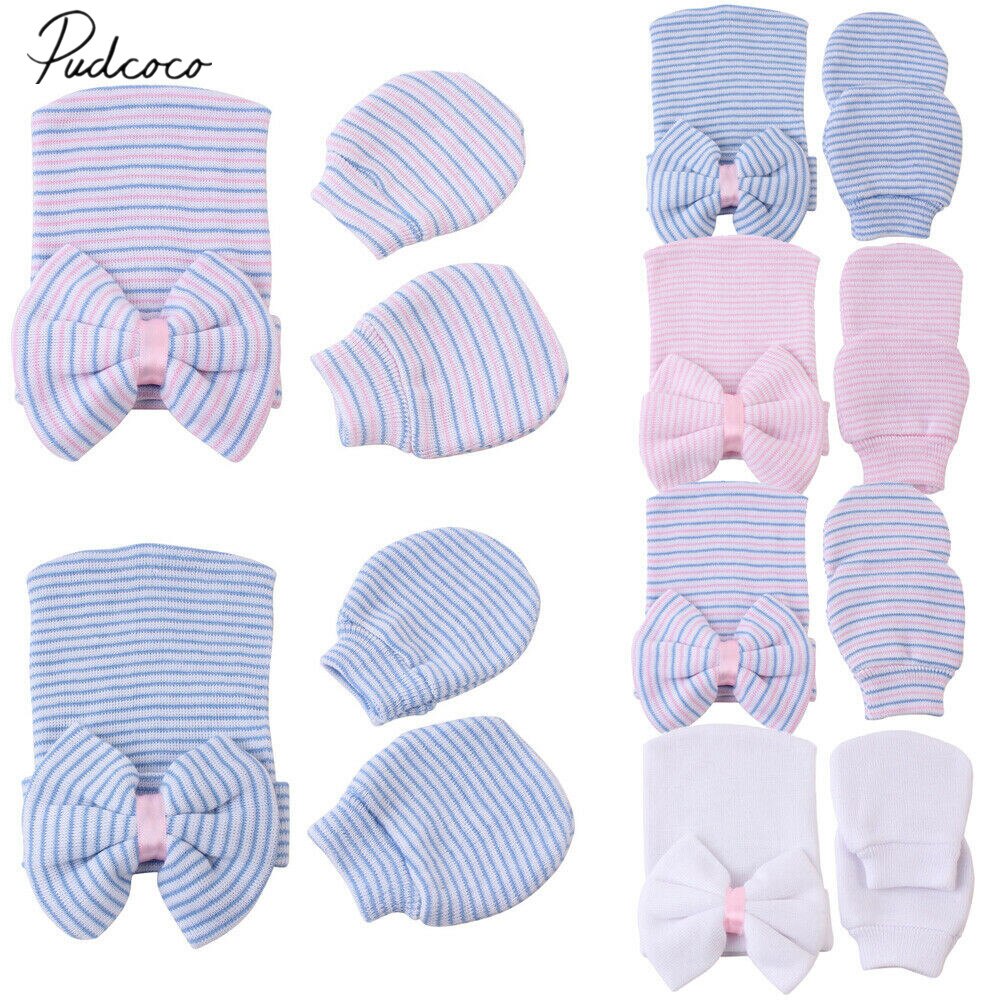 Baby Accessories 2pcs/Set Infant Kids Baby Girls Boys Hats Gloves Anti Scratch Face Hand Guards Protection Soft Mittens Hat