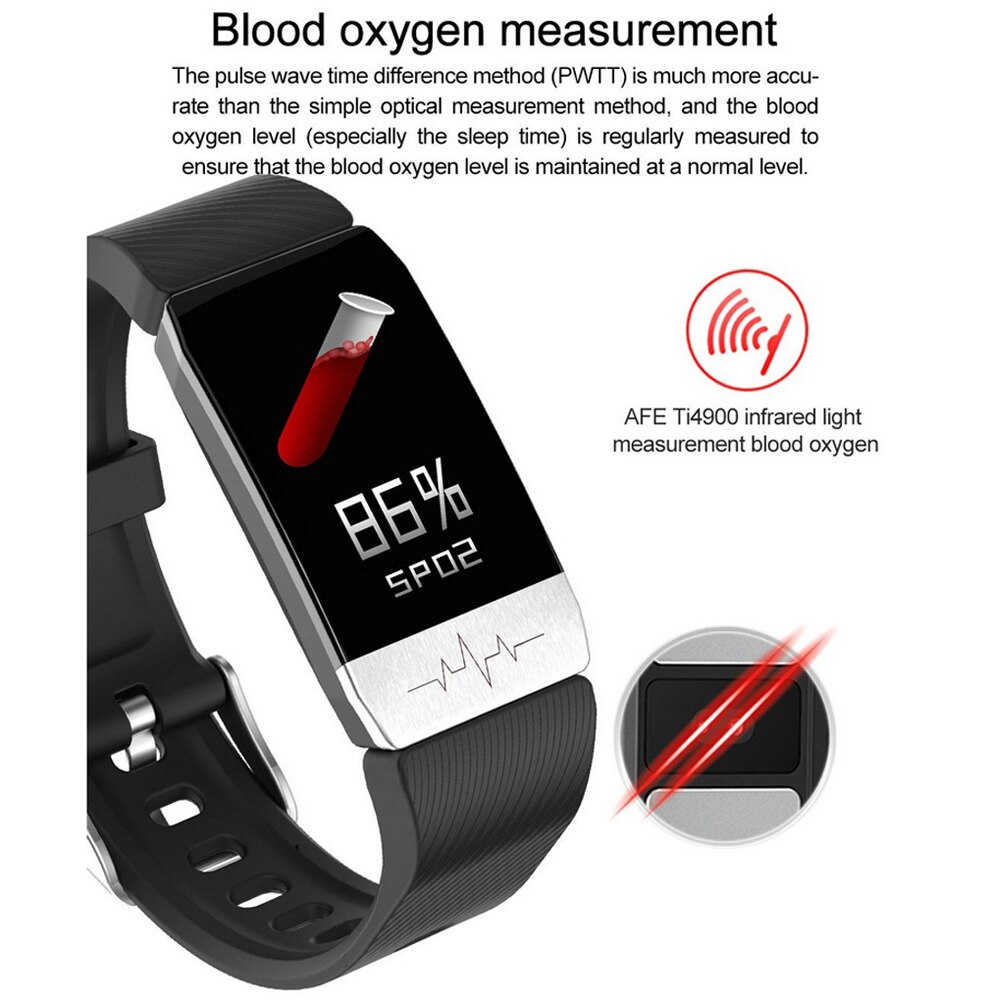 Smart Bracelet Thermometer Body Temperature Measurement Health 3 in 1 Heart Rate Smart Watch Waterproof Fitness Tracke