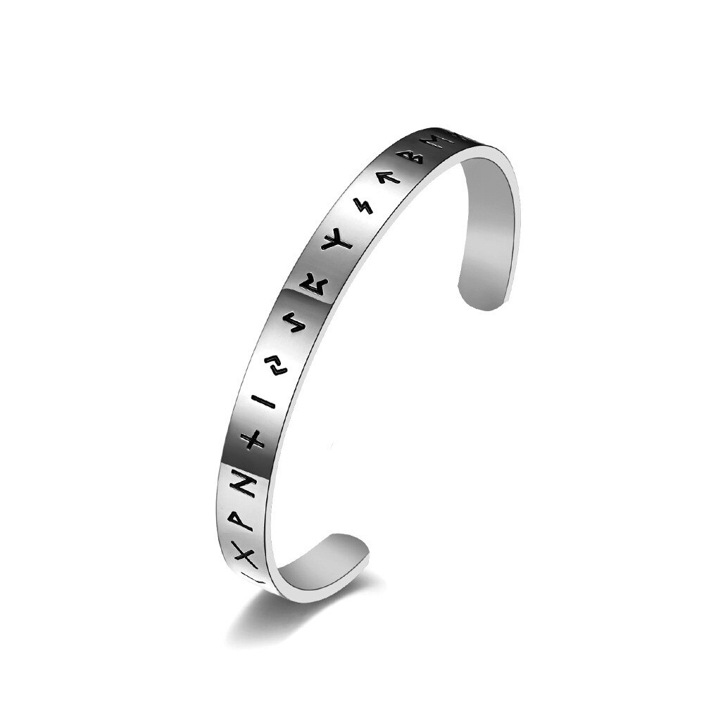 retro Einfache Edelstahl Odin Wikinger Rune Armbinde Männer Silber Farbe/Schwarz/Gold nordisch Wikinger Armbinde Amulett schmuck: Nachgemachter Rhodium überzogen